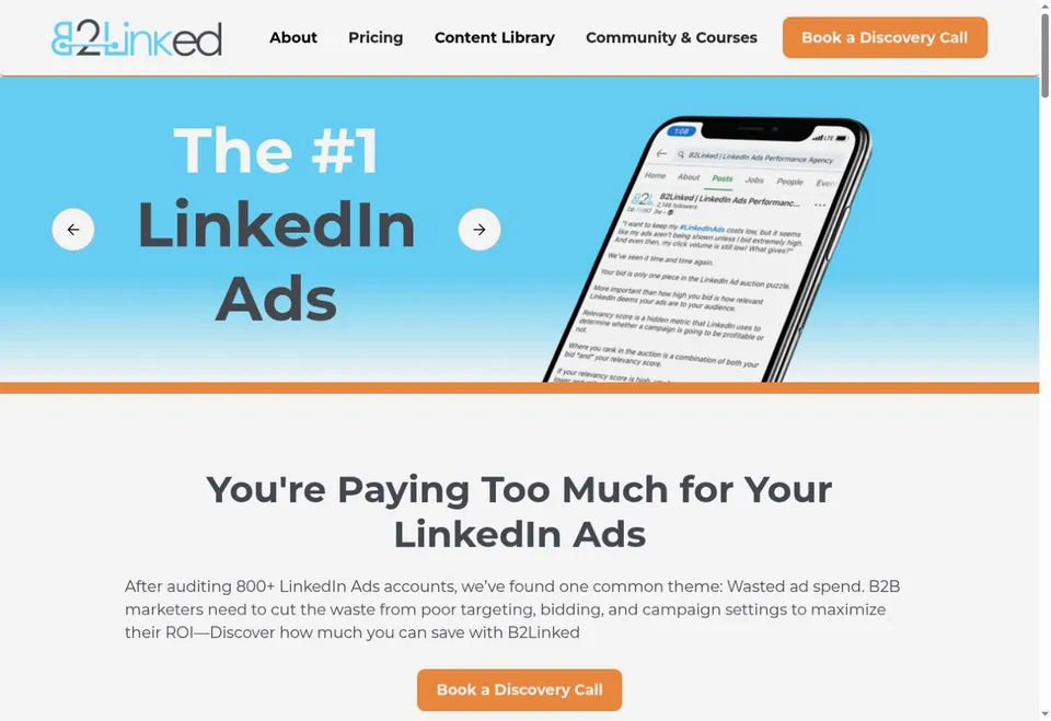 B2Linked homepage, July 2026